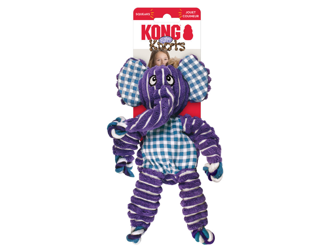 Brinquedo de Pelúcia com Corda KONG Floppy Knots | Elefante Interativo para Cães