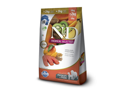 ND Tropical Selection Salmon Food 10kg + 2Kg | for Medium and Large Adult Dogs