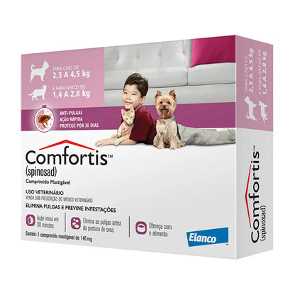 Antipulgas Comfortis 140 mg | Cães de 2,3 a 4,5Kg e Gatos de 1,4 a 2,8Kg 1 comprimido | Elanco