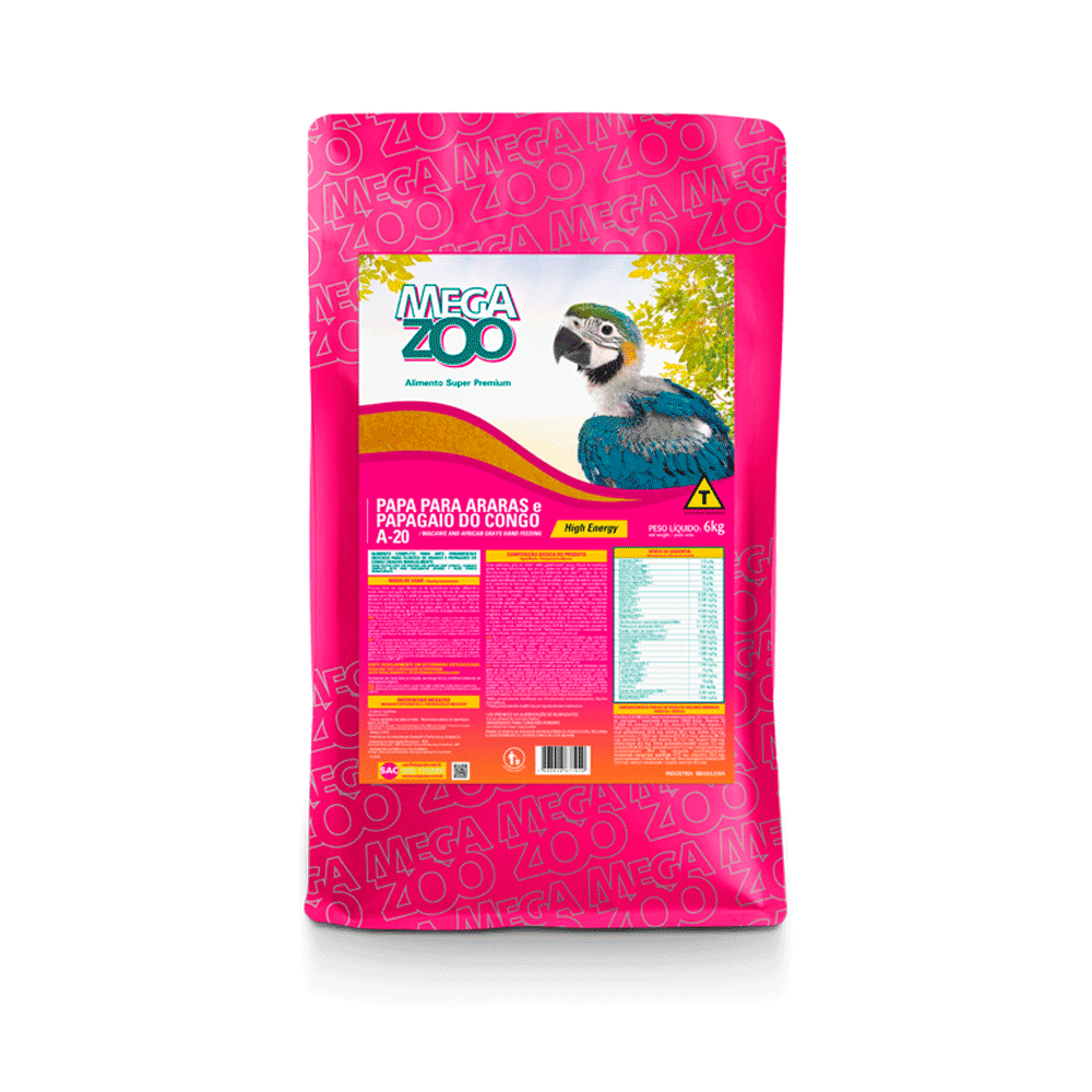 Ração Papa para Araras A-20 6kg | Megazoo