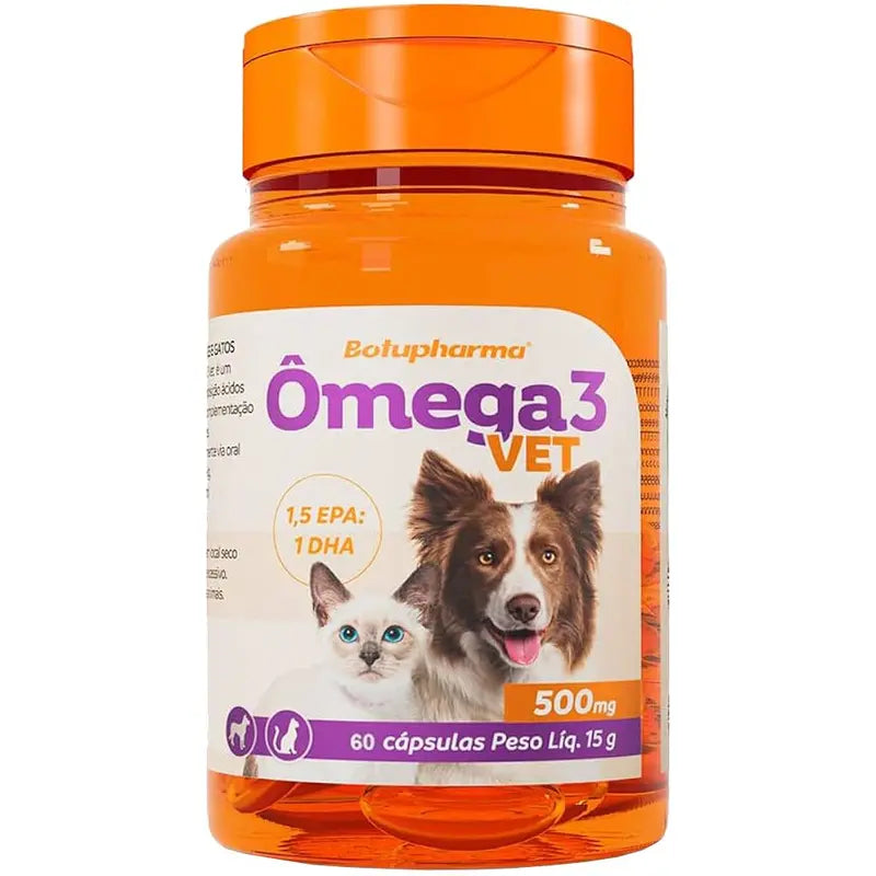 Ômega 3 Vet 500mg 60 Cápsulas - Botupharma | Suplemento para Cães e Gatos