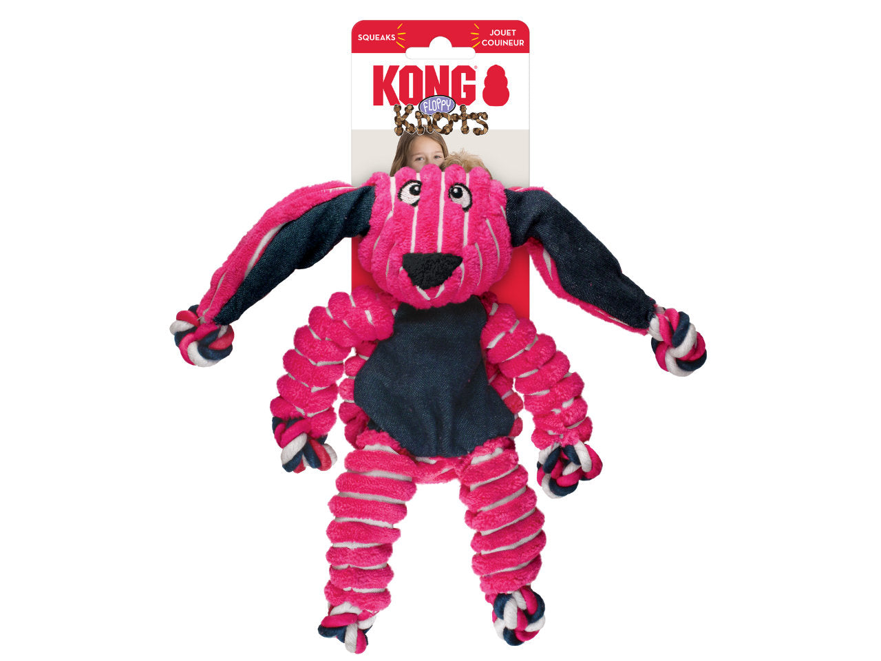 Brinquedo de Pelúcia com Corda KONG Floppy Knots | Coelho Interativo para Cães