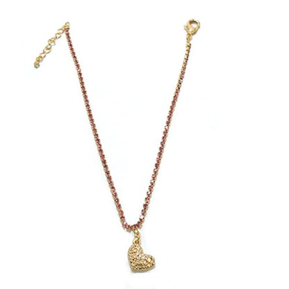Corrente Strass Rosa Pingente Coração Para Pet Pelle Pet