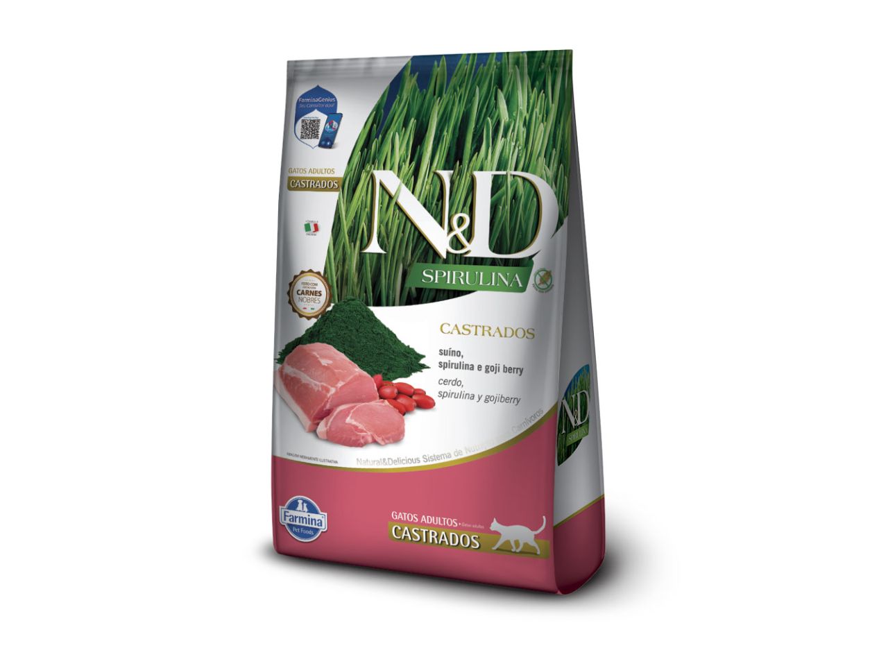 Ração ND Spirulina Feline Castrado Suíno | Farmina