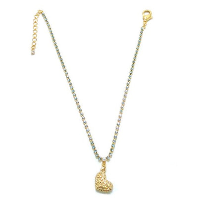 Corrente Strass Azul Pingente Coração Para Pet Pelle Pet