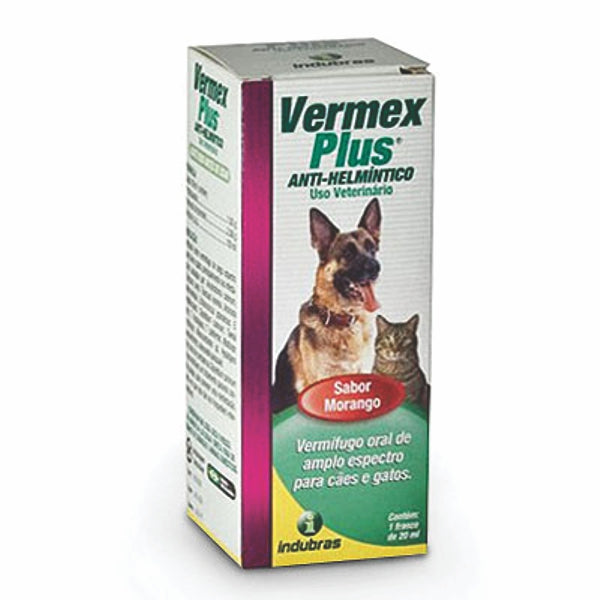 Vermex Plus 20ml Sabor Morango Cães e Gatos | Indubras
