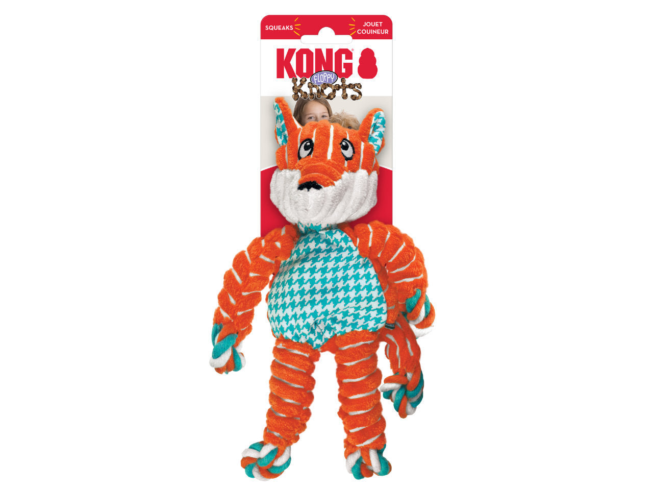 Brinquedo de Pelúcia com Corda KONG Floppy Knots | Raposa Interativa para Cães