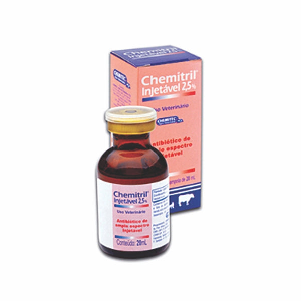 Chemitril Injetável 2,5% 20ml | Antibiótico para Cães e Gatos | Chemitec