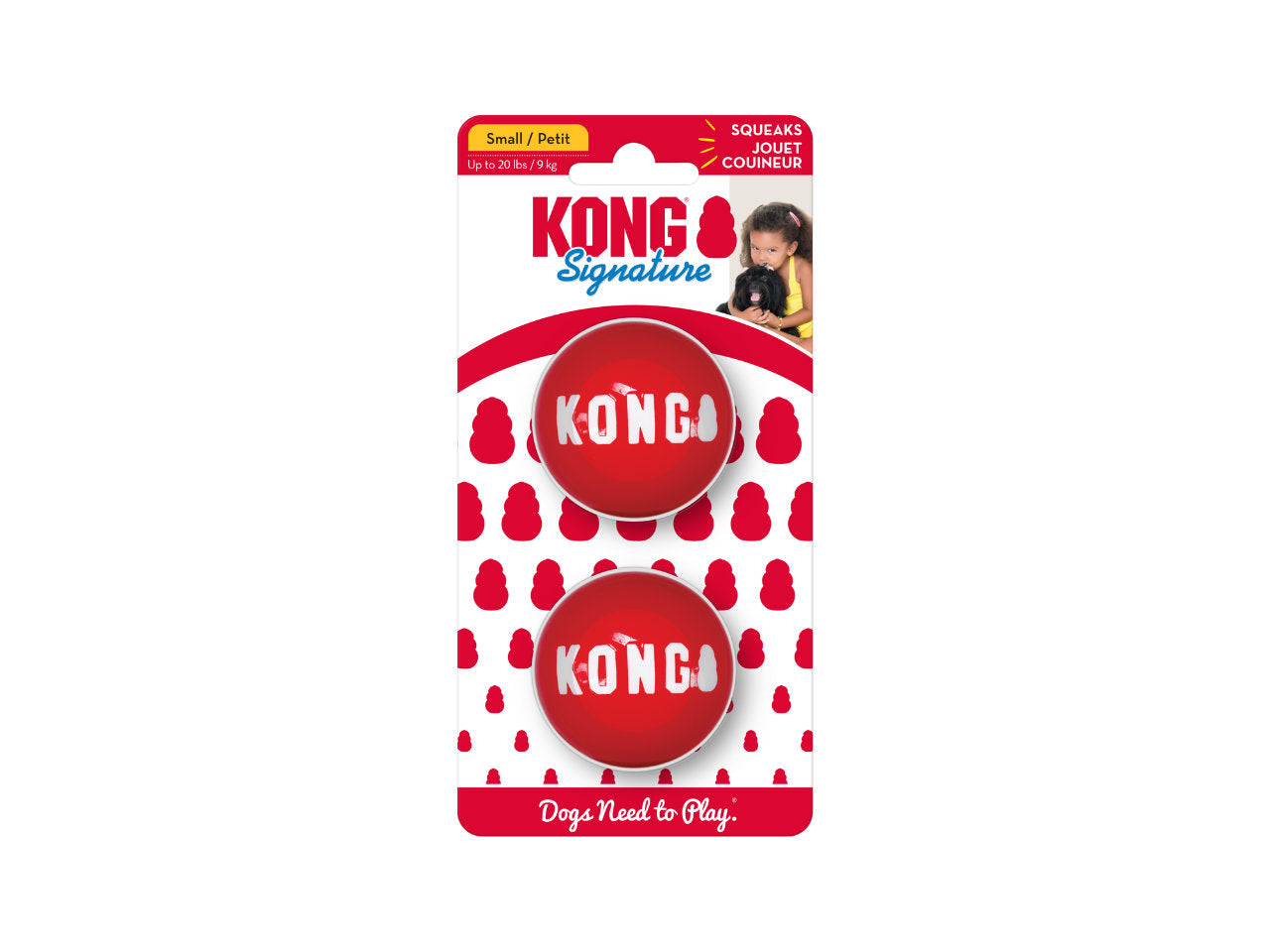 Bolas KONG Signature Ball para Cães – Kit com 2 Unidades | Resistentes e Divertidas