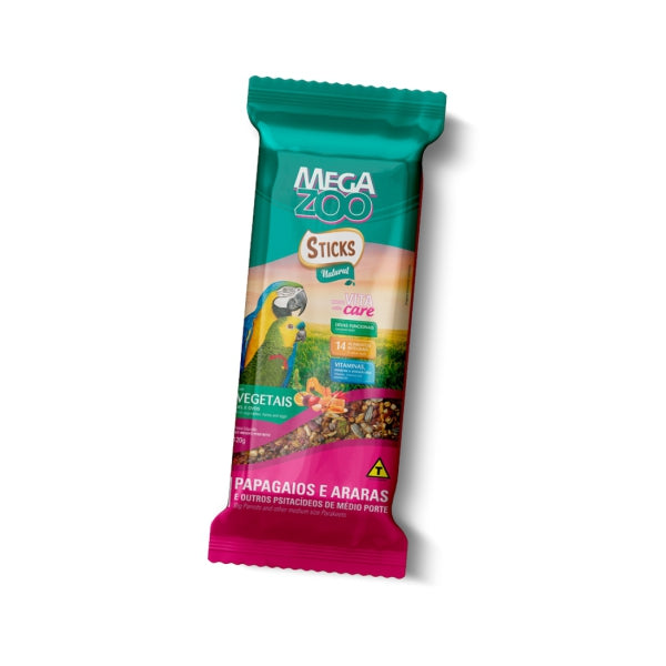 Sticks Natural Megazoo Vegetais para Papagaios e Araras 120g