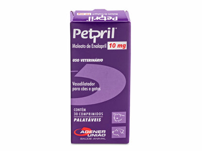 PETPRIL 10mg c/ 30 Comprimidos | Tratamento Cardíaco para Cães e Gatos
