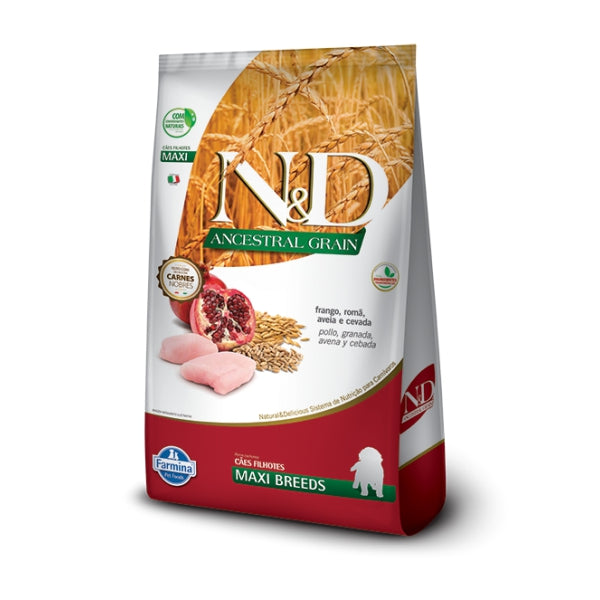 Ração N&D Ancestral Grain Cães Filhote Maxi Frango 10,1kg | Ração Completa | Farmina