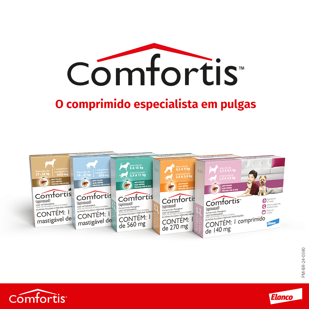 Antipulgas Comfortis 140 mg | Cães de 2,3 a 4,5Kg e Gatos de 1,4 a 2,8Kg 3 comprimido | Elanco