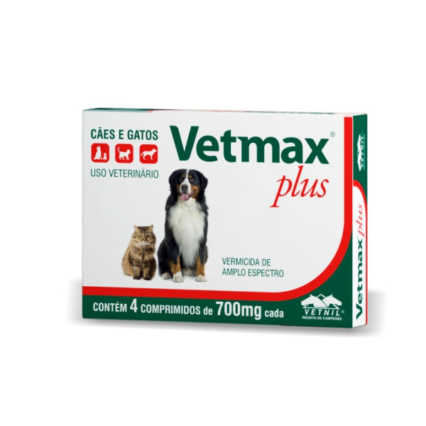Vermífugo Vetmax Plus Com 4 Comprimidos Para Cães E Gatos | Vetnil