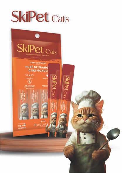 Snack Cremoso Skipet Cats Frango Com Fígado Sachê 15g