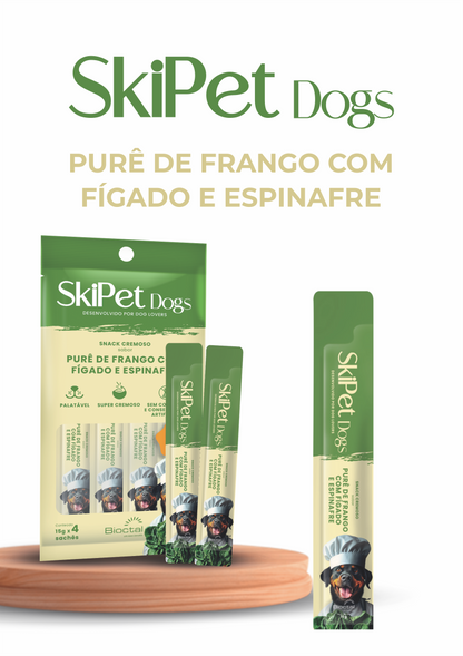 Snack Cremoso Skipet Dogs Frango C/ Fígado E Espinafre 4X15g