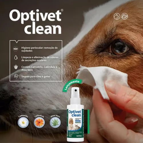 Optivet Clean Spray Limpeza Periocular 100ml | Vetnil