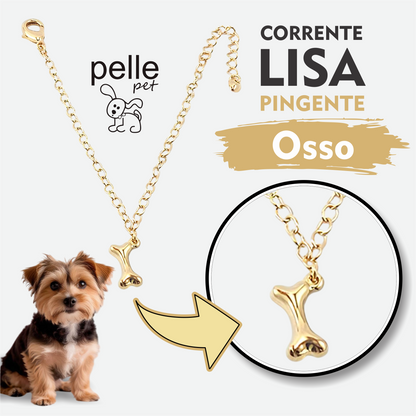 Corrente Lisa Com Pingente Osso Para Pet Pelle Pet