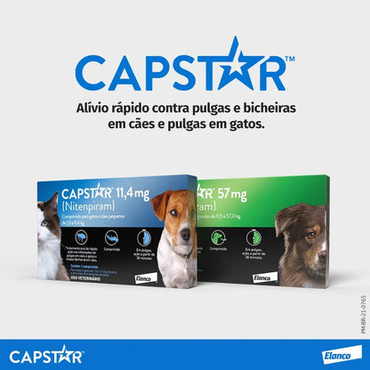 Capstar 57mg Antipulgas para Cães de 11,4 a 57kg C/1 uni | Elanco