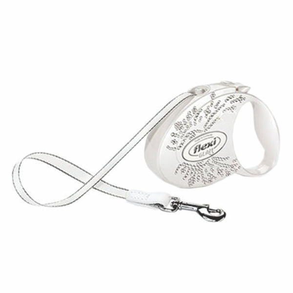 Flexi Glam Wings Retractable Leash with Pearlescent Swarovski Crystals - M