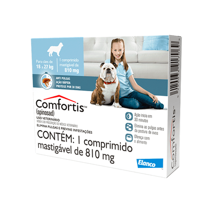Antipulgas Comfortis 810 mg Cães de 18 a 27kg 3 comprimido | Elanco