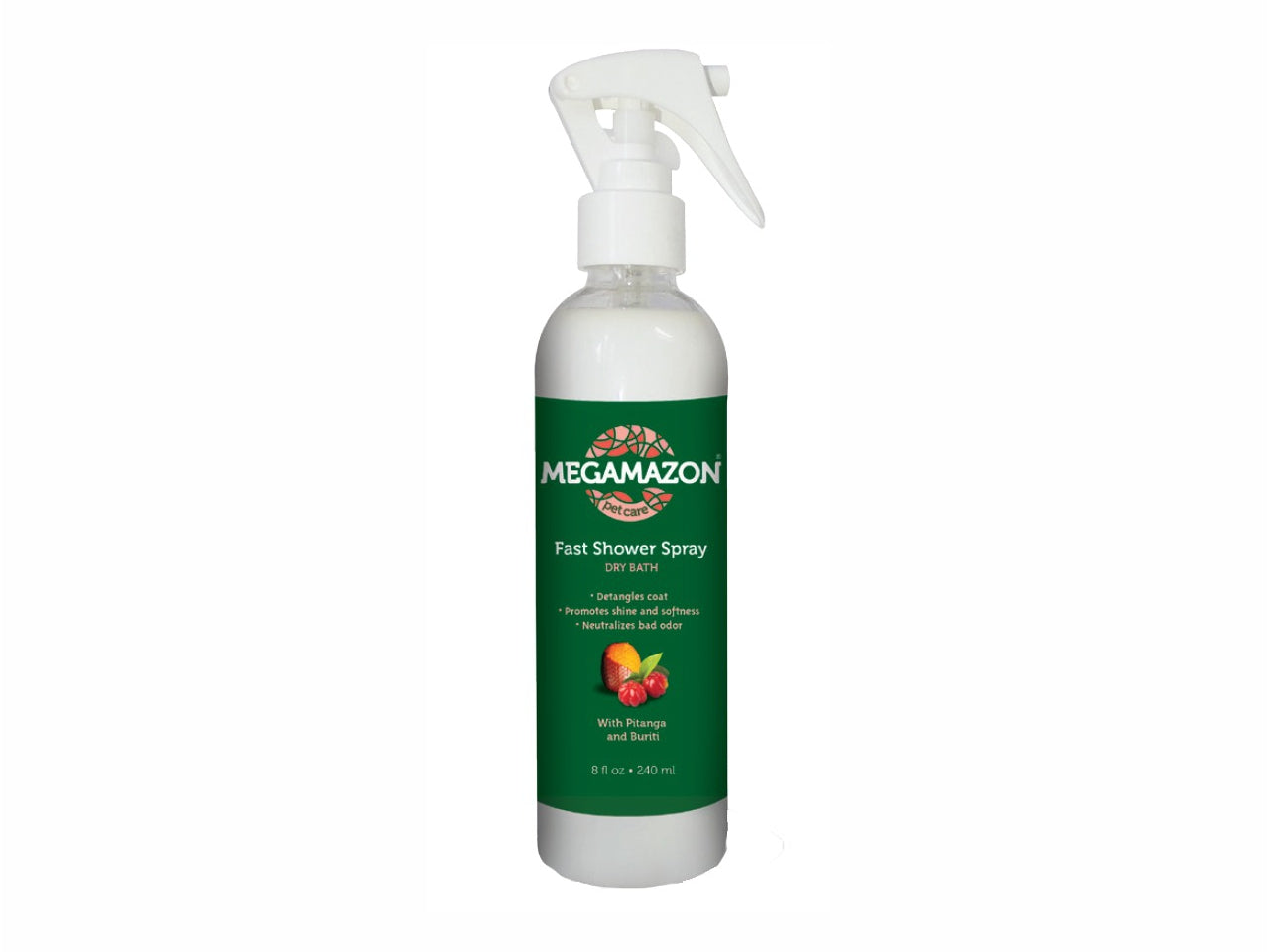 Megamazon Fast Shower Dry Bath 240ml para Cães e Gatos | Banho a Seco Eco-friendly