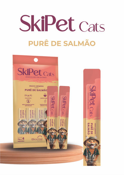 Snack Cremoso Skipet Cats Salmao Embalagem Com 4unX15g