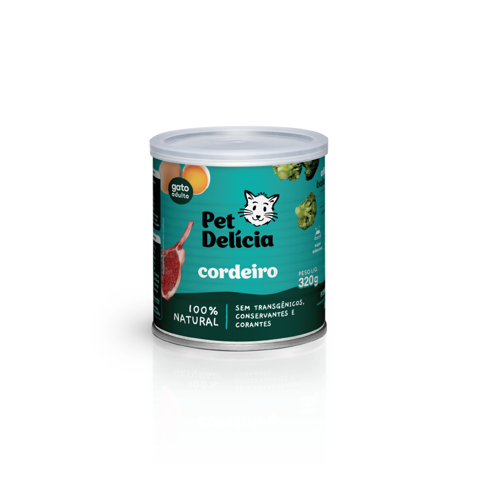 Ração Úmida Pet Delícia Cordeiro para Gatos 320g | Alimento Natural para Gatos Adultos