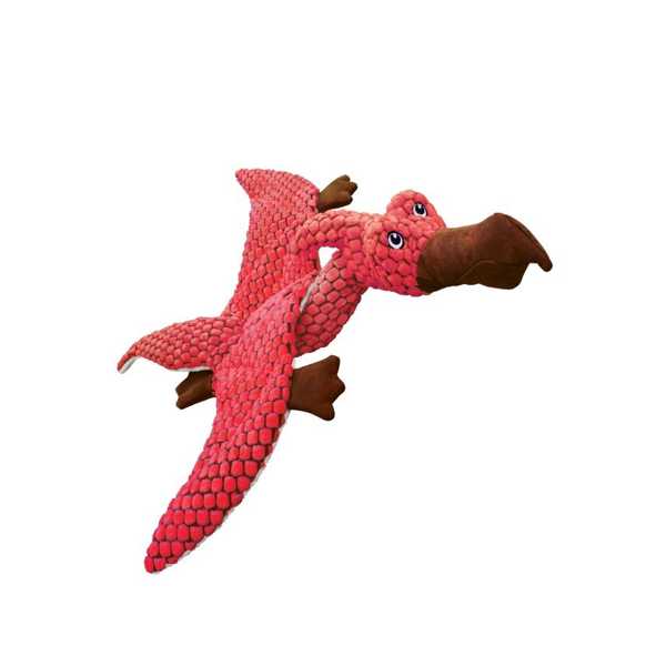 KONG Dynos Pterodactyl Coral | Brinquedo de Pelúcia com Apito para Cachorro