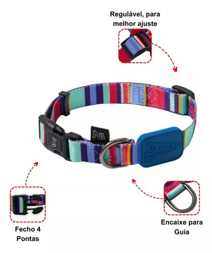 Purple Stripes and Lightning Dog Collar S, M and L | Style and Safety