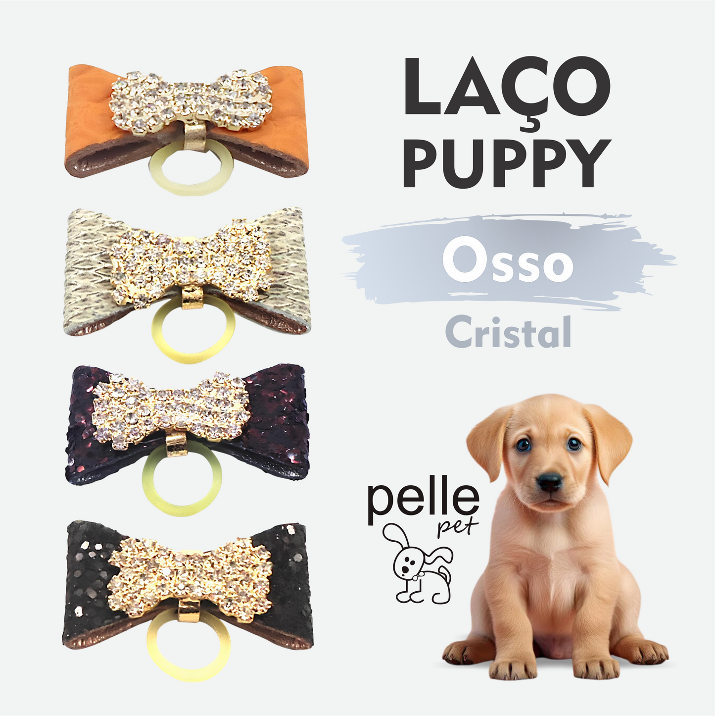 Laço Puppy Osso Cristal Para Pet Pelle Pet