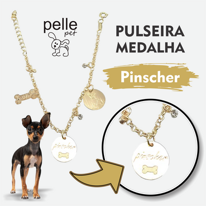 Pulseira Medalha Pinscher Para Pet Pelle Pet