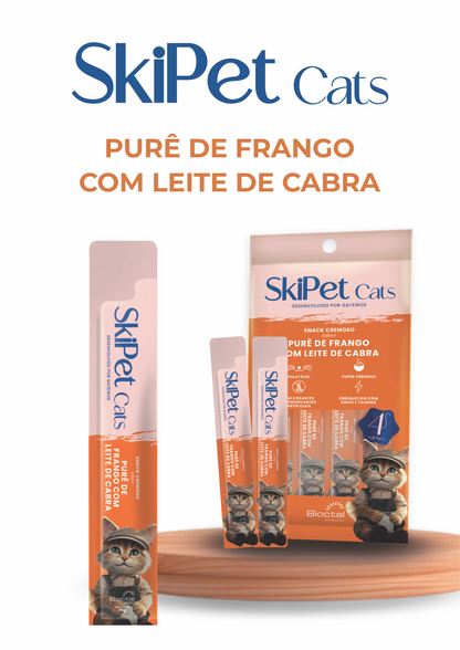Snack Cremoso Skipet Cats Frango C/ Leite De Cabra Emb 4X15g