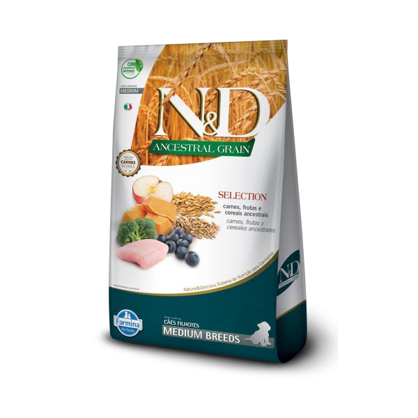 Ração N&D Ancestral Grain Selection Filhote Medium 15kg | Ração Premium | Farmina