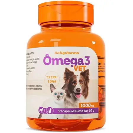 Suplemento Alimentar Ômega 3 Vet 500mg com 30 Cápsulas para Cães e Gatos | Botupharma