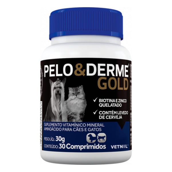Vetnil Pelo &amp; Derme Gold Vitamin Supplement for Dogs and Cats with 30 Tablets