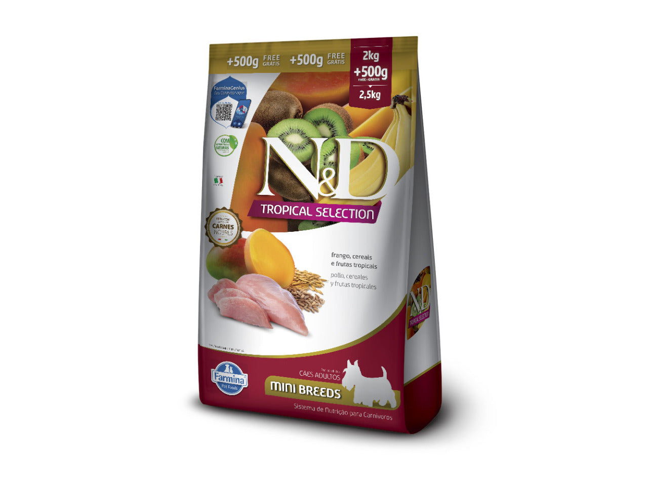 Ração ND Tropical Selection Frango 2kg + 500g | para Cães Adultos Mini | Farmina