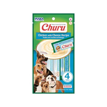Churu Sabor Frango com Queijo 4 Sachês de 14g | Petisco Cremoso para Dog | Inaba