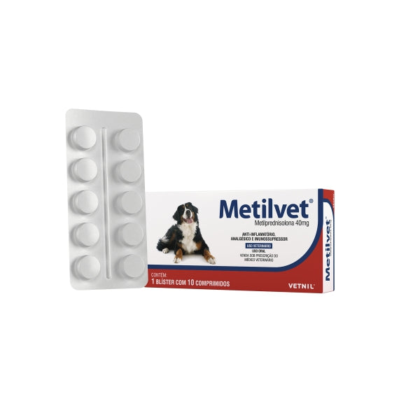 Anti-inflammatory Vetnil Metilvet 40 mg for Dogs and Cats 10 Tablets