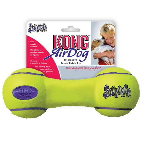 KONG AirDog Squeaker Dumbbell | Brinquedo em Formato de Halter com Apito para Cães