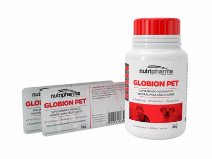Globion Pet 30 Comprimidos Suplemento Vitamínico Mineral Cães e Gatos | Nutripharme