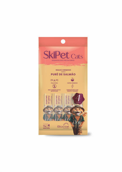 Snack Cremoso Skipet Cats Salmao Embalagem Com 4unX15g