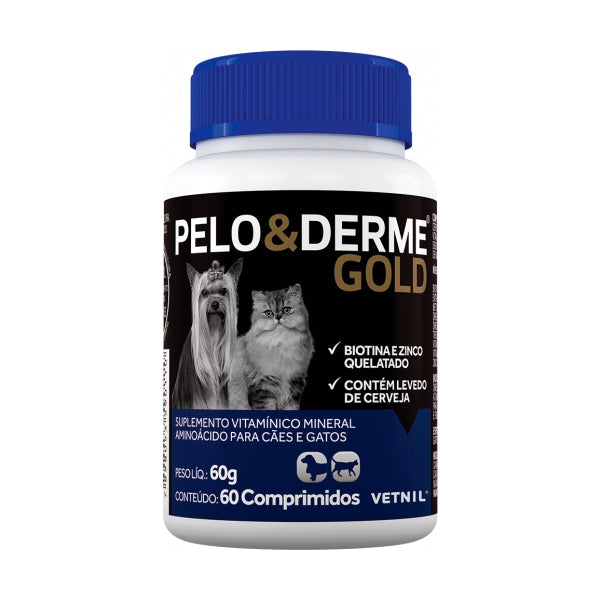 Suplemento Pelo & Derme Gold 60 Comprimidos para Cães e Gatos | Vetnil