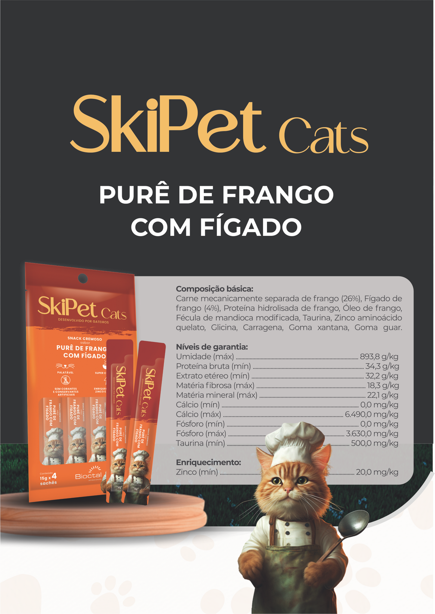 Snack Cremoso Skipet Cats Frango Com Fígado Sachê 15g