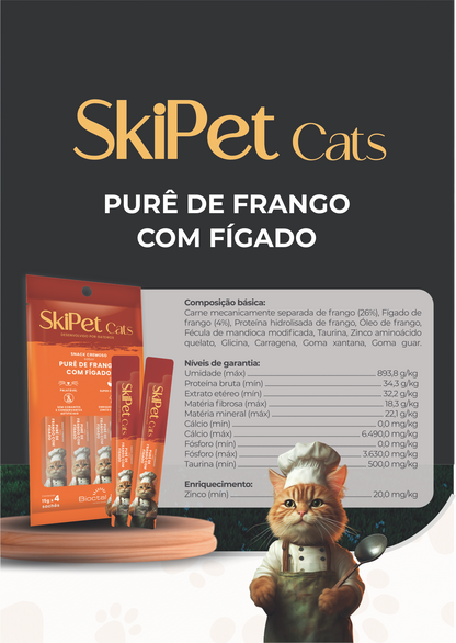 Snack Cremoso Skipet Cats Frango Com Fígado Sachê 15g
