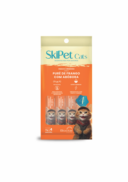 Snack Cremoso Skipet Cats Frango Com Abóbora Emb. 4unX15G