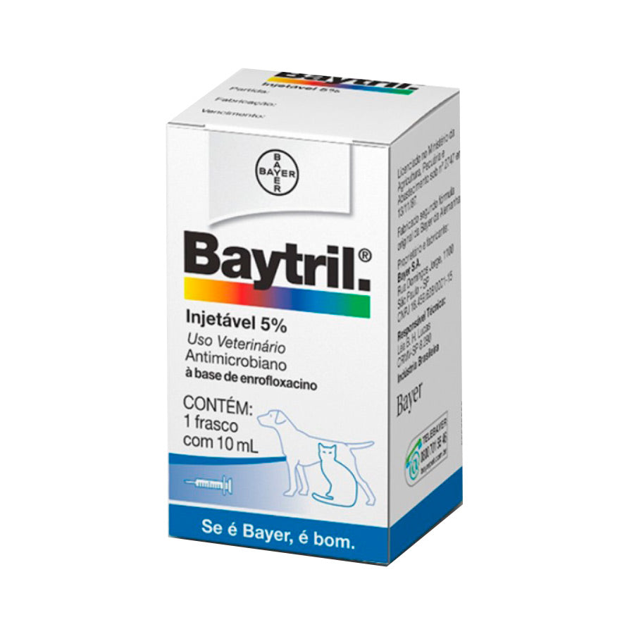 Baytril Injetável 5% para Cães e Gatos 10ml | Elanco