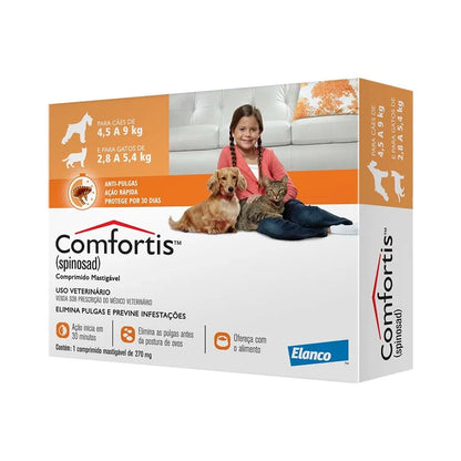 Antipulgas Elanco Comfortis 270 mg | 3 Comprimidos | Para Cães de 4,5 a 9 Kg e Gatos de 2,8 a 5,4 Kg | Elanco