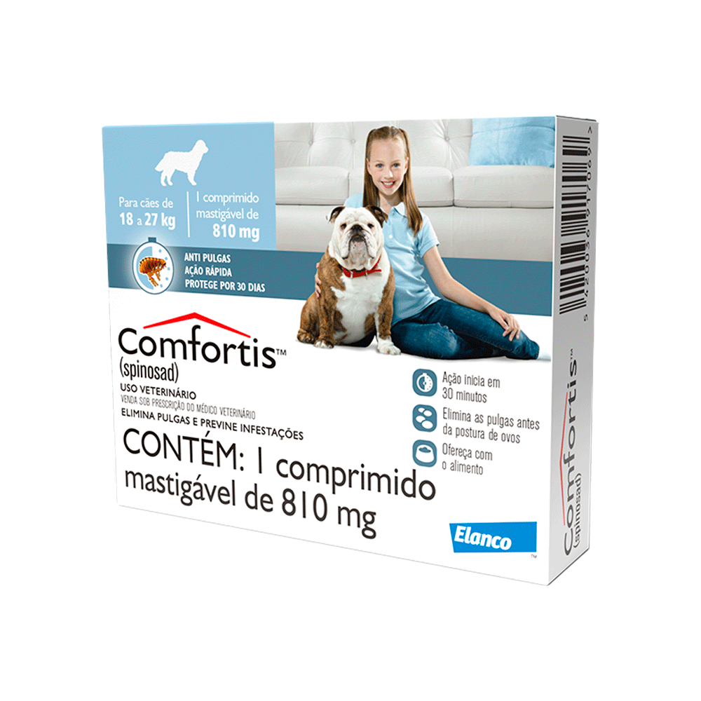 Antipulgas Comfortis 810 mg Cães de 18 a 27kg 1 comprimido | Elanco