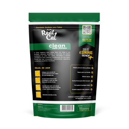 Granulado Sanitário Clean Super Premium c/ Carvão Ativado e Bicarbonato de Sódio | Real Cat